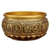 Feng Shui Money Bowl Brass - 510g (1.12lbs) Wealth Bowl with Lotus Base, 5"x5"x2.5" Chinese Money Attraction Vessel for Home Office Abundance Decor