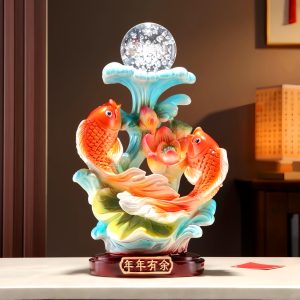 主图_01 FUNSXBUG 13.7 Inch Large Chinese Feng Shui Fish Statue Feng Shui Decor Home Office Decoration Tabletop Decor Ornaments Good Lucky Gifts