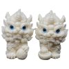 2pcs Ivory Fruit Finish of Kylin Sculpture Ornament for Home Office Decor,Housewarming Gardon Decoration Pi Xiu Figurine,White Feng Shui Foo Dog Statue,Chinese Traditional Feng Shui Energy Ornament