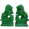 Amperer Feng Shui Porsperity Statues 2 PCS Fu Foo Dogs Pair of Green Guardian Lion Best Housewarming Congratulatory to Ward Off Evil Energy Home Feng Shui Decor