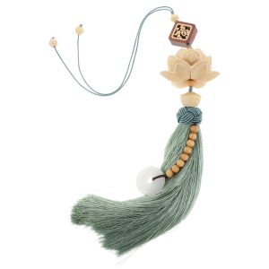 主图_01 Lotus Flower Pendant Ornament Car Hanging Decoration with Chinese Character Fu, Premium Material, Portable, Unique Gift