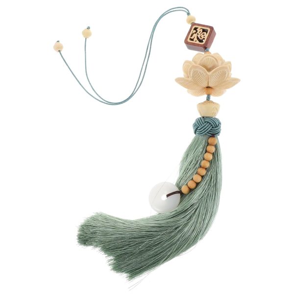 主图_01 Lotus Flower Pendant Ornament Car Hanging Decoration with Chinese Character Fu, Premium Material, Portable, Unique Gift