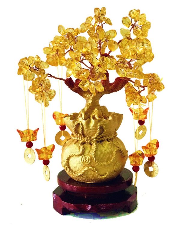 主图_01 Feng Shui Citrine Money Tree and Crystal Faucet Tree - Chinese Dragon Fortune Gift (Gold)