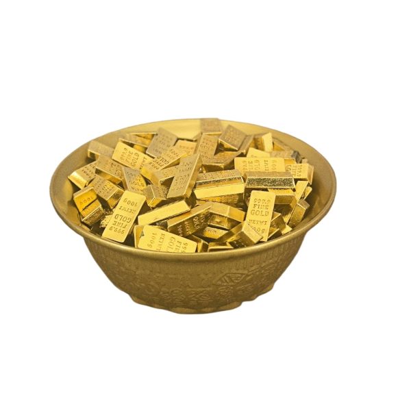 主图_01 Feng Shui Money Bowl Brass - 3" Mini Wealth Bowl with 200 Gold Bricks & Lotus Design, 400g Solid Metal for Desk/Altar Fortune Decor, Symbolism Office Home Feng Shui Decor