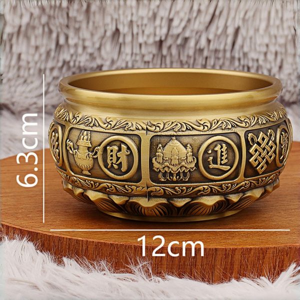 主图_02 Feng Shui Money Bowl Brass - 510g (1.12lbs) Wealth Bowl with Lotus Base, 5"x5"x2.5" Chinese Money Attraction Vessel for Home Office Abundance Decor