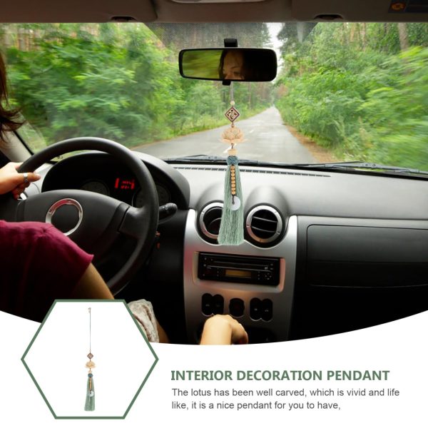 主图_02 Lotus Flower Pendant Ornament Car Hanging Decoration with Chinese Character Fu, Premium Material, Portable, Unique Gift