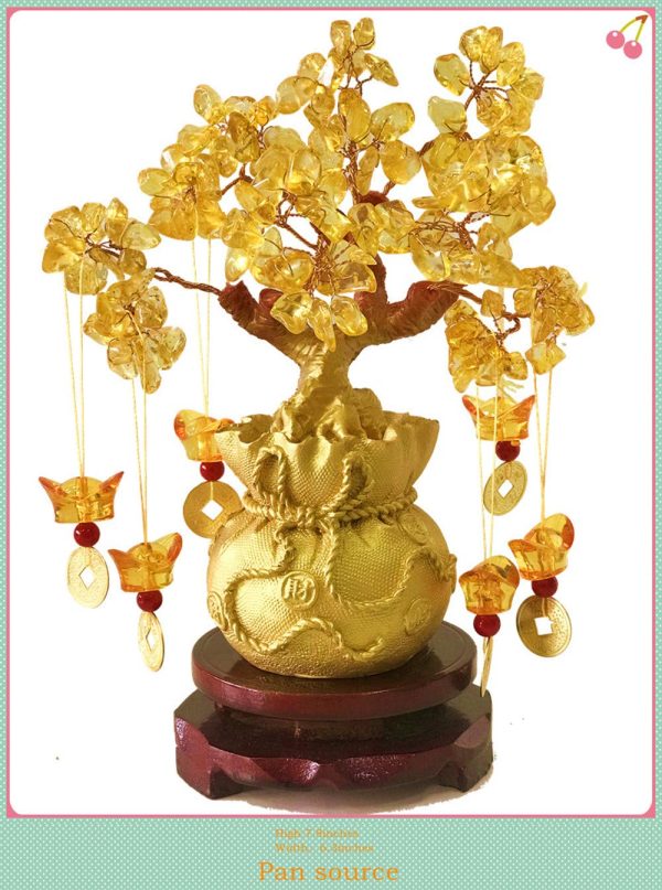 主图_02 Feng Shui Citrine Money Tree and Crystal Faucet Tree - Chinese Dragon Fortune Gift (Gold)