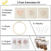 主图_03 3 Pack Embroidery Starter Kit for Beginners Stamped Cross Stitch Kits with Cute Flowers and Plants Patterns with 1 Embroidery Hoop and Color Threads for Adults
