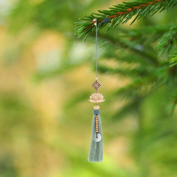 主图_03 Lotus Flower Pendant Ornament Car Hanging Decoration with Chinese Character Fu, Premium Material, Portable, Unique Gift