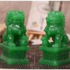 Amperer Feng Shui Porsperity Statues 2 PCS Fu Foo Dogs Pair of Green Guardian Lion Best Housewarming Congratulatory to Ward Off Evil Energy Home Feng Shui Decor