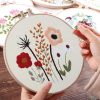 主图_04 3 Pack Embroidery Starter Kit for Beginners Stamped Cross Stitch Kits with Cute Flowers and Plants Patterns with 1 Embroidery Hoop and Color Threads for Adults