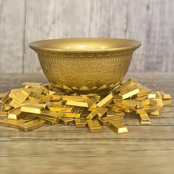 主图_04 Feng Shui Money Bowl Brass - 3" Mini Wealth Bowl with 200 Gold Bricks & Lotus Design, 400g Solid Metal for Desk/Altar Fortune Decor, Symbolism Office Home Feng Shui Decor