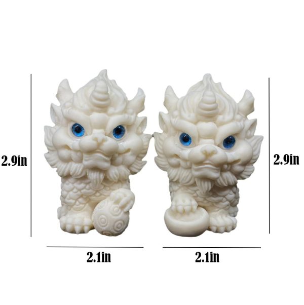 2pcs Ivory Fruit Finish of Kylin Sculpture Ornament for Home Office Decor,Housewarming Gardon Decoration Pi Xiu Figurine,White Feng Shui Foo Dog Statue,Chinese Traditional Feng Shui Energy Ornament