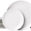 Basics Dinnerware Set, Microwave and Dishwasher Safe, Service for 6, 18-Piece Complete Kitchen, Plates, Dishes, Bowls, White Porcelain Coupe