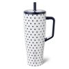 40 oz Tumbler with Handle and Straw | 100% Leakproof Insulated Water Bottle Tumbler with Lid and Straw | Made of Stainless Steel | Cup Holder Friendly | 40oz (White Polka Dots)