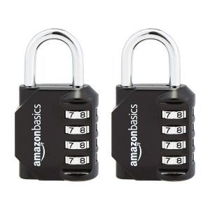 Basics 4-Digit Combination Lock for Gym and Sports, 2-Pack, BlackBasics 4-Digit Combination Lock for Gym and Sports, 2-Pack, Black
