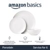 Basics Dinnerware Set, Microwave and Dishwasher Safe, Service for 6, 18-Piece Complete Kitchen, Plates, Dishes, Bowls, White Porcelain Coupe