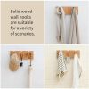 Coat & Hat Hooks Wall Mount with Key Holder, Wall Mounted Coat Rack with 9 Retractable Hangers, Solid Wood Slim Key Holder for Entryway, 17in Natural Finish