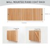 Coat & Hat Hooks Wall Mount with Key Holder, Wall Mounted Coat Rack with 9 Retractable Hangers, Solid Wood Slim Key Holder for Entryway, 17in Natural Finish