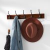 Basics Rectangular Wall-Mounted Farmhouse Coat Rack, 5 Hook, Light Walnut