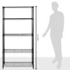 Basics 5-Shelf Adjustable Heavy Duty Steel Wire Rack Storage Shelving Organizer for Kitchen, Garage, 36" L x 14" W x 72" H, Black