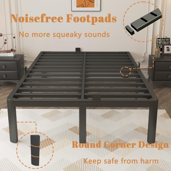主图_07 Full Size Bed Frame 16 Inch, Black Full Bed Frame with Anti-Slip Baffles, No Box Spring Needed, Heavy Duty Steel Platform Supprt, Rounded Corner Legs, Res